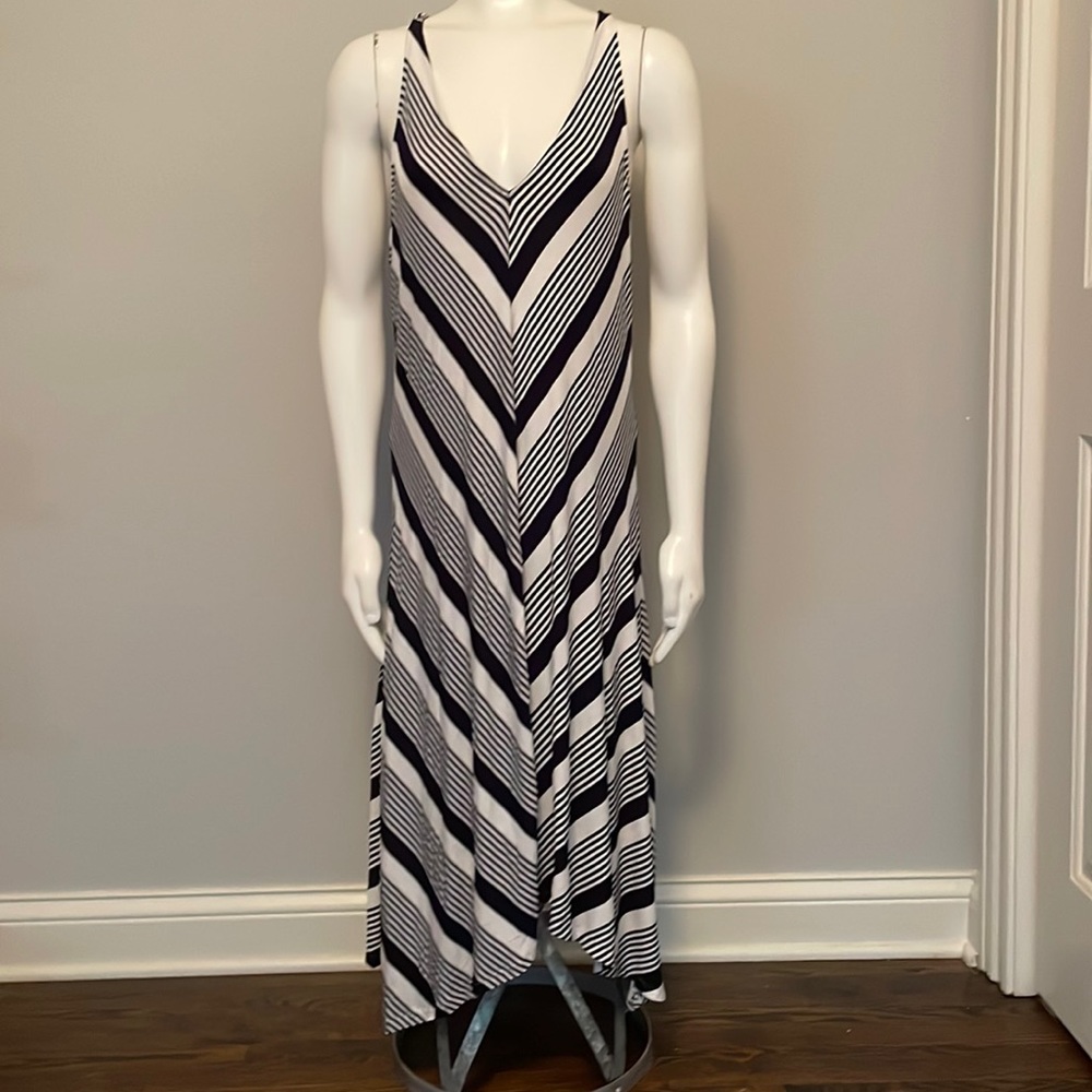 Lily and Lola Blue and White Striped Swim Cover Up or Maxi Dress XL